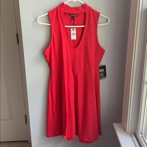 Red Express choker vneck dress